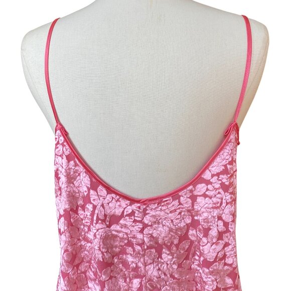 Vintage Burnout Velvet Floral Slip Dress Pink Mini Coquette Barbiecore Fairy-L - Picture 8 of 13